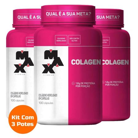 Kit 3 Potes Colágeno Colagen 100 Cápsulas Cada - Max Titanium - Colágeno -  Magazine Luiza